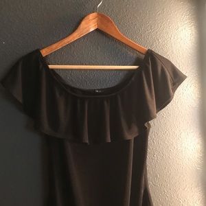 Black Off the Shoulder One Piece Bodysuit